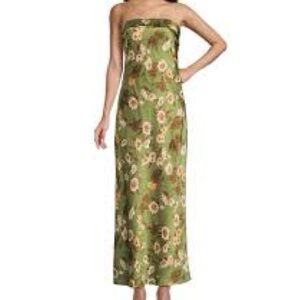 Sincerely Jules Green Floral Strapless Dress